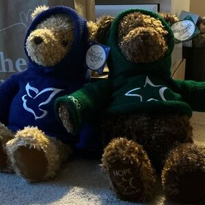 Gund Blue and Green Hoodie Stuffed Bears Millenium NEW WITH TAGS Collectors